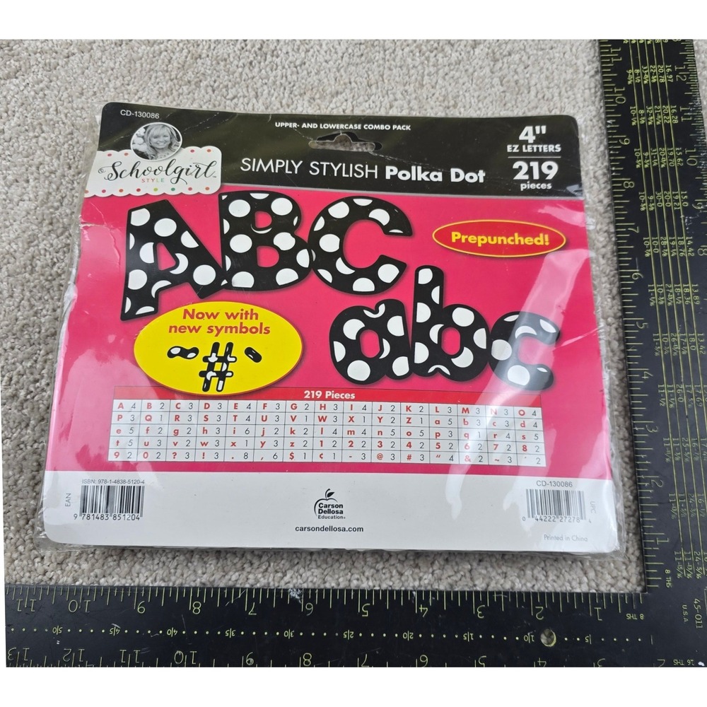 Carson Schoolgirl Style EZ‎ Letters Black Polka Dot 4 Inch 219 Pieces CD-130086